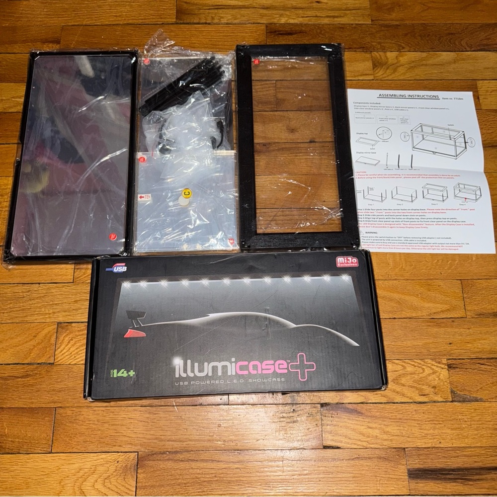 Black Collectible Display Show Case Illumicase+ With LED Lights And Mirror Base